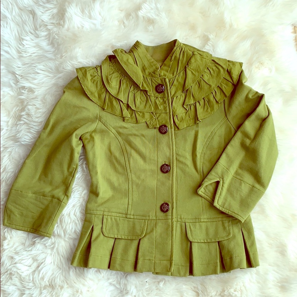 Nick & Mo olive short 3/4 sleeve blazer